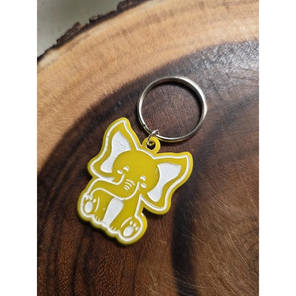 Custom 3D printed Animal Keychains-Yellow And Green